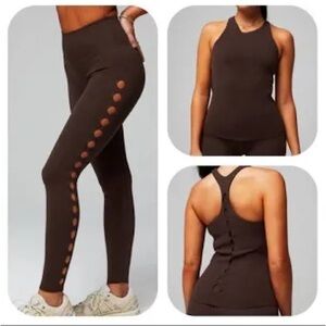 Fabletics Brown Women's Leggings with Cut-Out Design